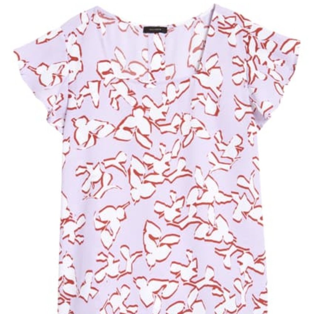 Halogen Lavender Ruffle Sleeve Blouse